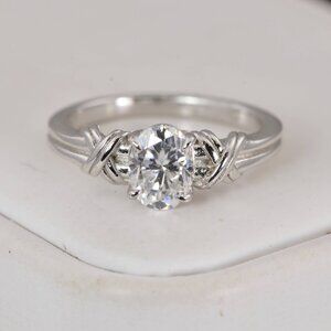 Certified Moissanite 1.5tcw Oval Cut Engagement Ring 925